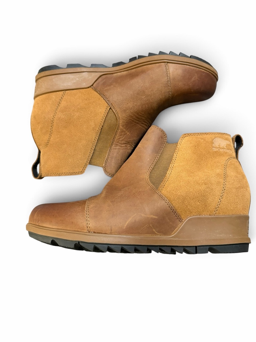 Sorel Evie Brown Leather Chelsea Boots - Classic Slip-On Style